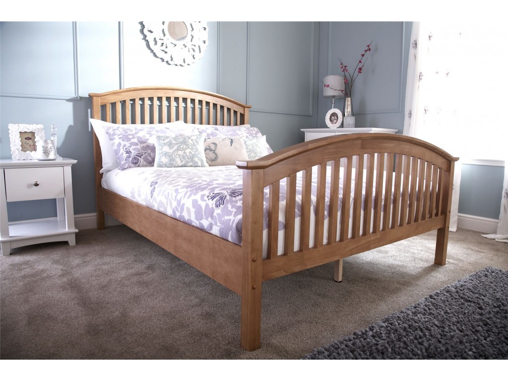 Madrid Wood Oak 135cm 4ft 6 Double High Foot End Bed Frame