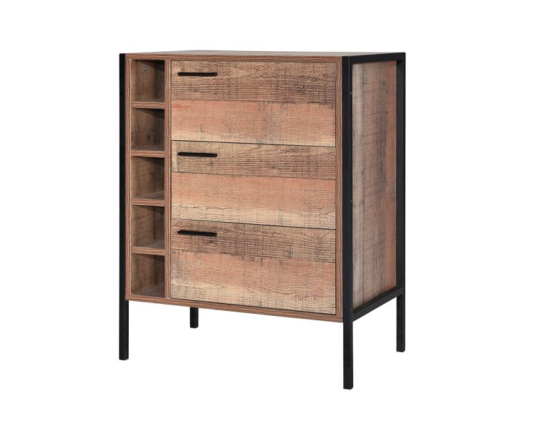 Distressed Oak Hoxton Compact Wine Cabinet