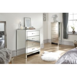 Venetian 4 Drawer Chest Clear Mirror Finish Bedroom Furniture