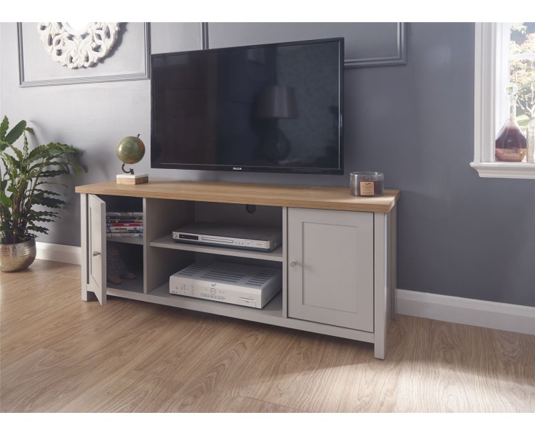 Lancaster Large TV Cabinet in Grey / Oak