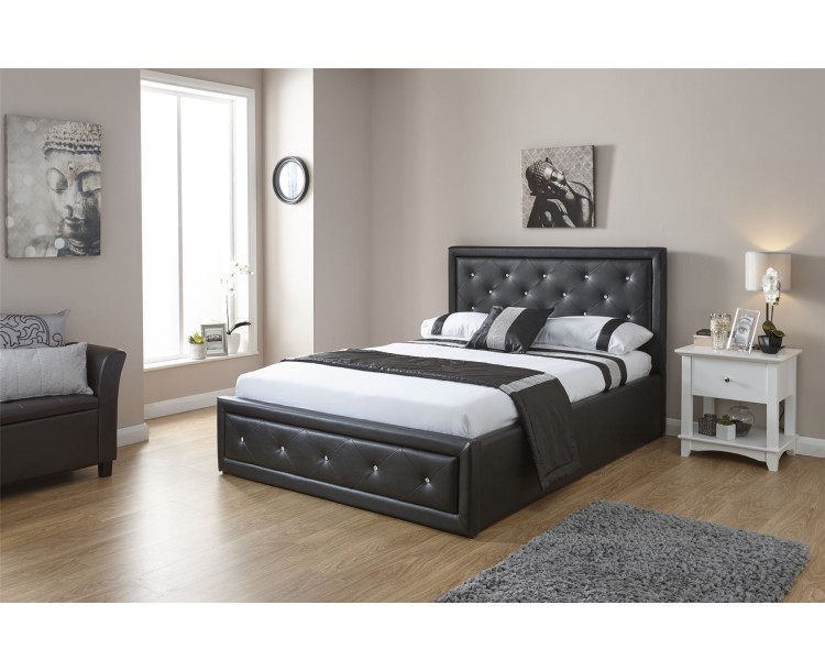 Hollywood 5FT Kingsize Bed 150cm Bedframe Gas Lift Black