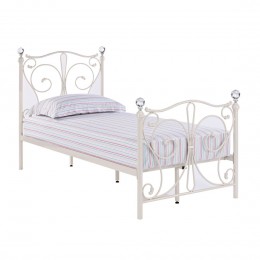 Florence White 3FT Single Bed Crystal Finials
