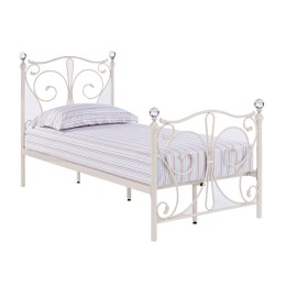 Florence White 3FT Single Bed Crystal Finials