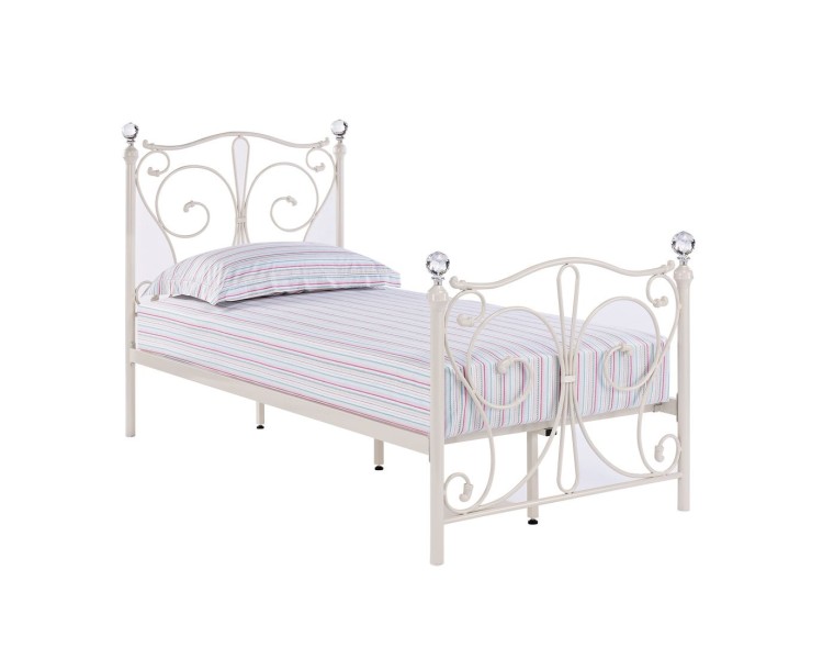 Florence White 3FT Single Bed Crystal Finials