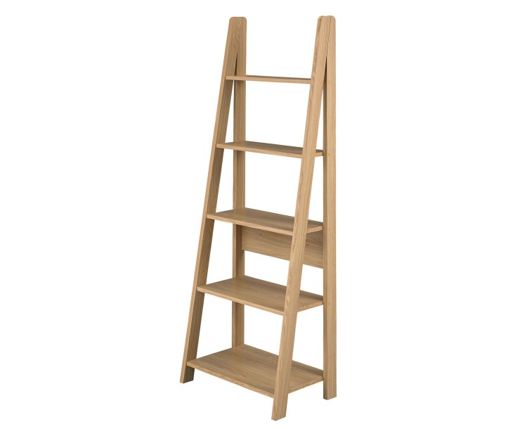 Tiva Stylish Oak Ladder Bookcase