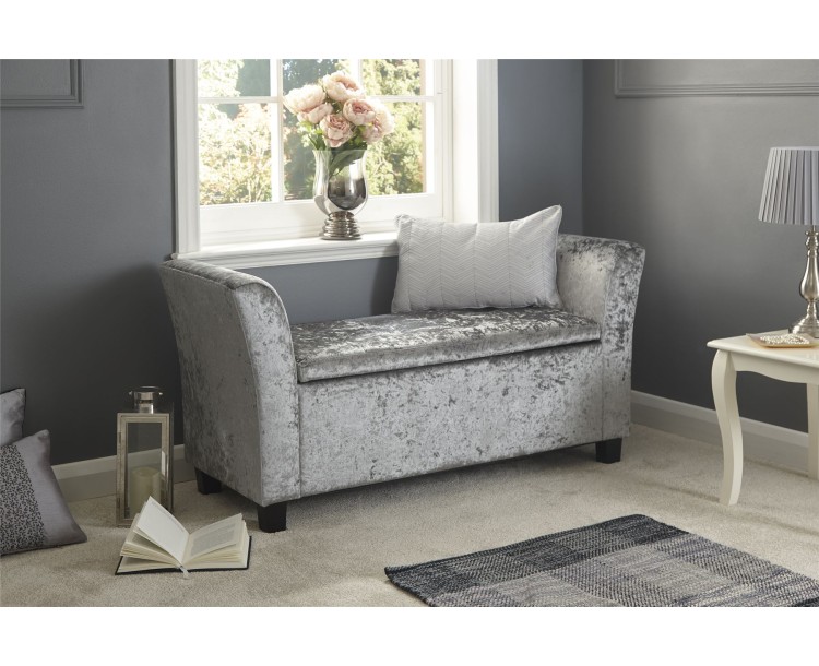 Verona Window Seat Grey Crushed Velvet