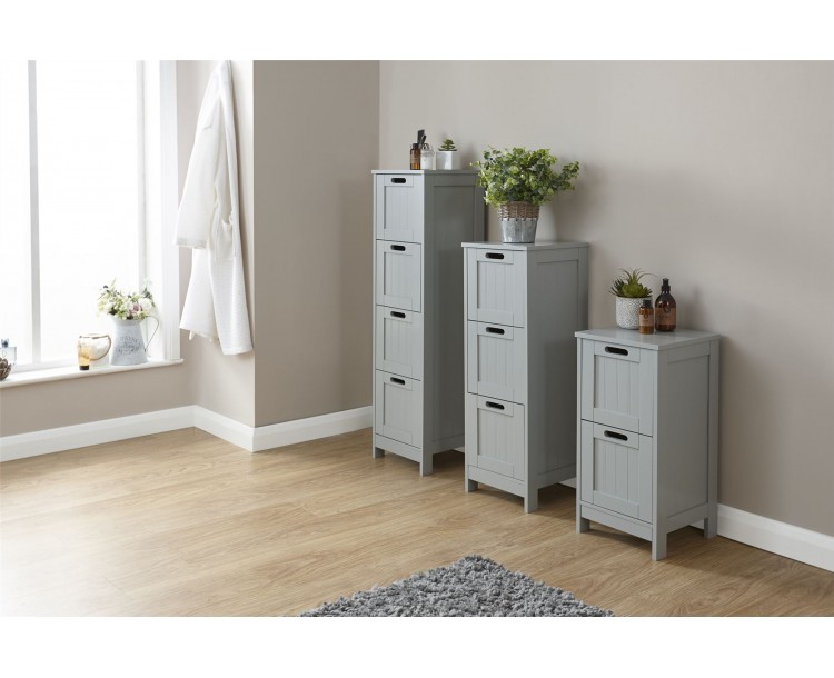 Contemporary Grey Colonial Slim Chest of 3 Drawers Bathroom Unit