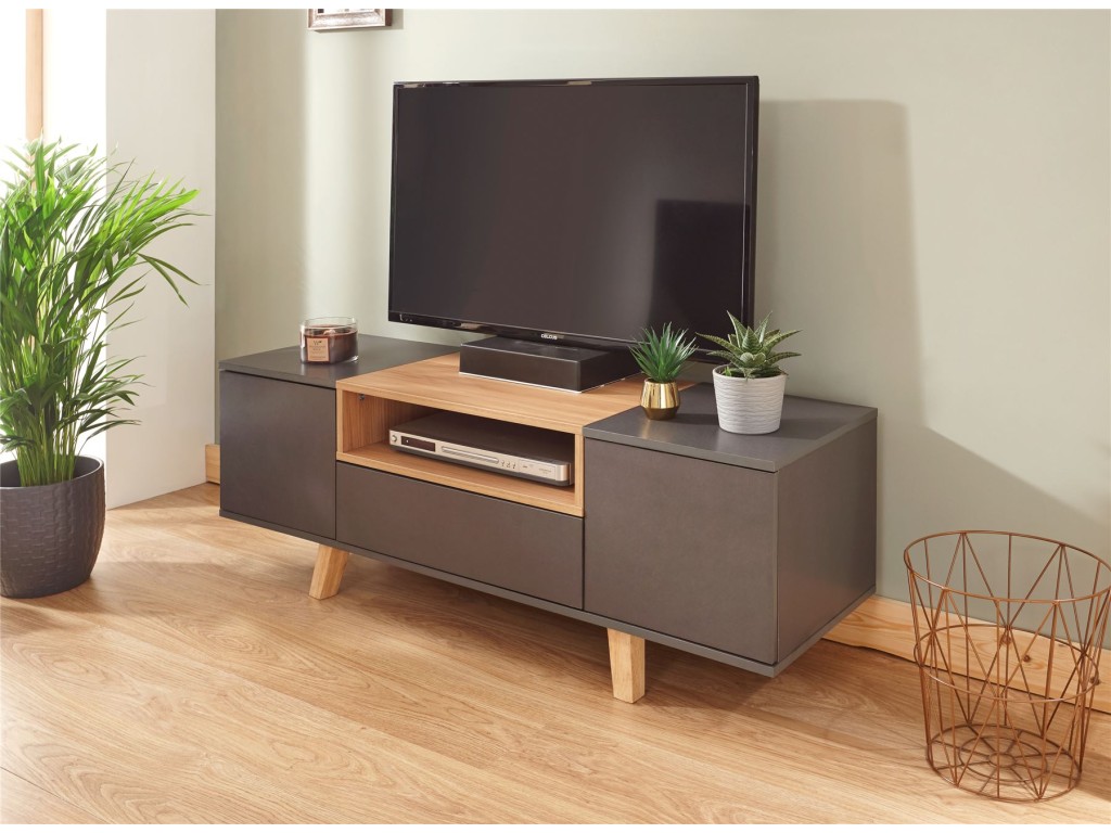 Grey scandi tv on sale unit