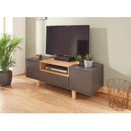 Stylish Compact Scandi Oak Modena TV Unit Grey