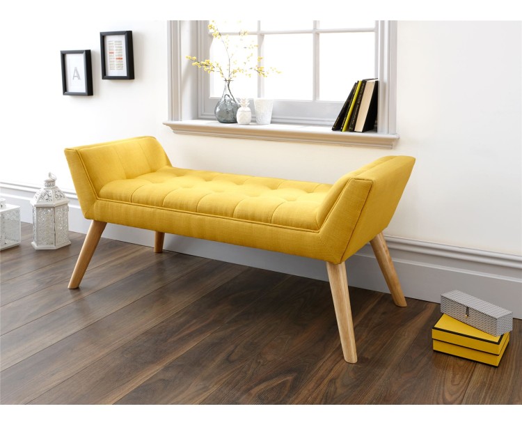 Milan Upholstered Bench Mustard