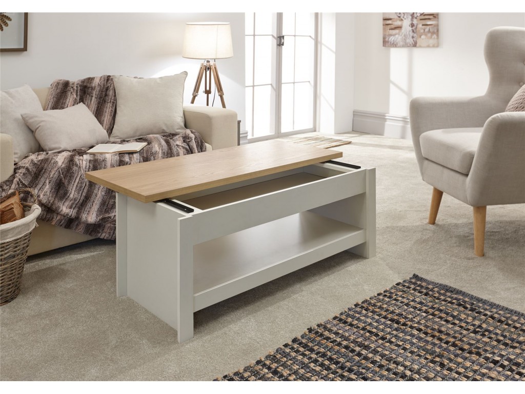 Cream Lancaster Sliding Top Coffee Table With Storage ...