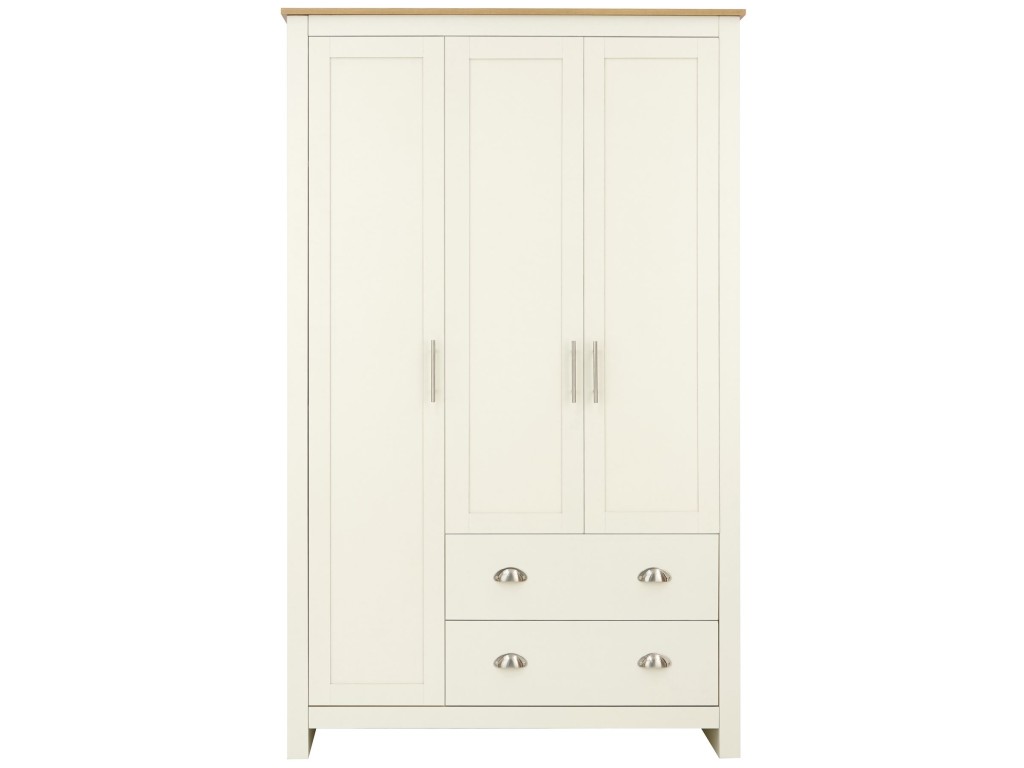 Lancaster 3 Door 2 Drawer Wardrobe Bedroom Furniture Cream