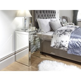 Venetian 1 Drawer Bedside Table Cabinet Clear Mirror Finish