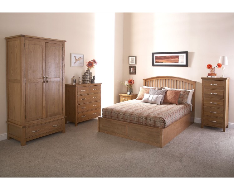 Madrid 4FT6 Double Wooden Ottoman Bed 135cm Bedframe Oak