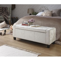 Oyster Crushed Velvet Lift Up Verona Ottoman Bench