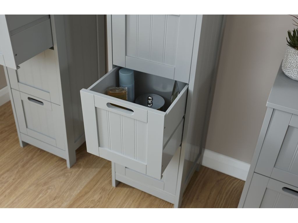 Colonial 4 Drawer Slim Chest in Grey with Cut Out Handle Bathroom