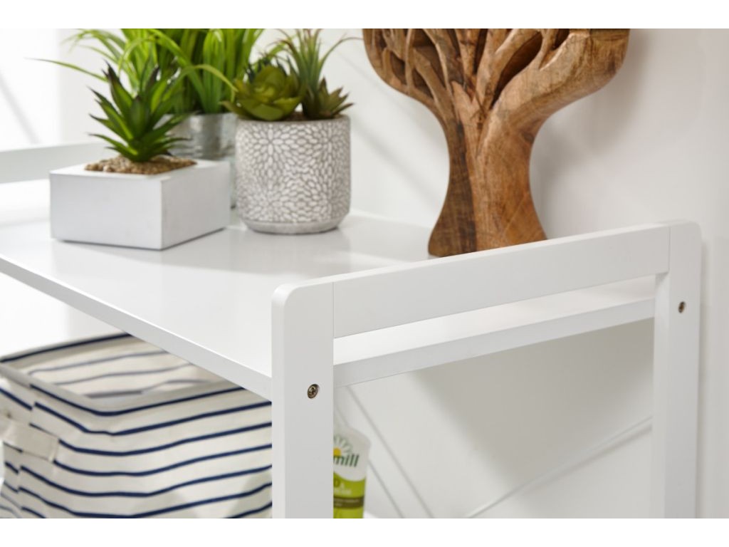 Bergen Style Low Wide Modern White 3 Tier Open Shelf Unit