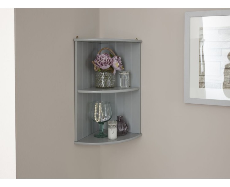 Colonial Corner Wall Shelf Unit with Grey finish