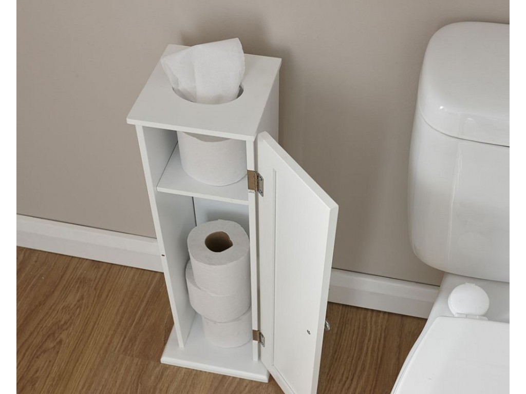 Colonial 1 Door 1 Shelf Toilet Roll Cupboard in White Finish