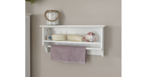 Colonial Bathroom Towel Rail Shelf with White Or Grey Finish