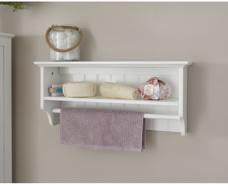 Colonial Towel Rail Shelf with White or Grey finish