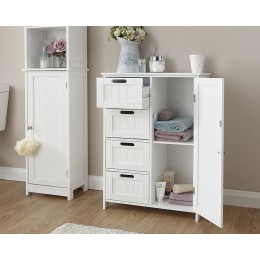 Colonial 4 Drawer / 1 Door Bathroom Unit in White