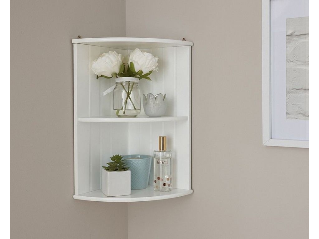 Colonial Bathroom Corner Wall Shelf Unit with White finish