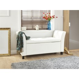 Verona Window Seat Faux Leather Large Ottoman Storage Box Bench Foot Stool White