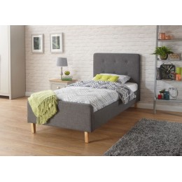 Grey Hopsack Fabric Bedstead 3FT Ashbourne Upholstered