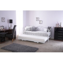 Madison Metal Day Bed with Trundle White Finish