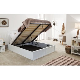 Contemporary White 4FT6 Wooden Como Ottoman Bed
