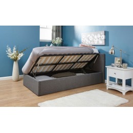 Contemporary 3FT Grey Fabric Side Lift Up Ottoman Bed