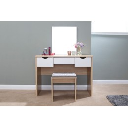 White/Oak Elizabeth Dressing Table with Matching Stool Set