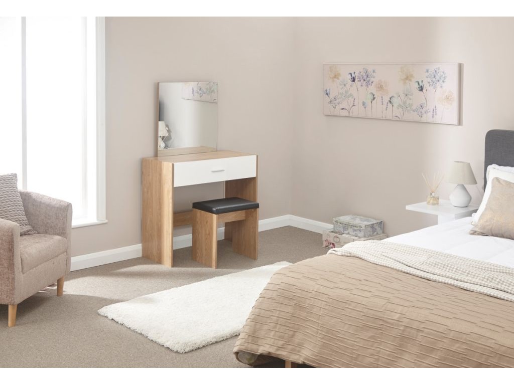 Contemporary Ottawa White Oak Dressing Table And Stool Set