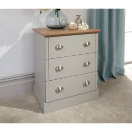 Contemporary Grey Kendal 3 Drawer Bedroom Chest 