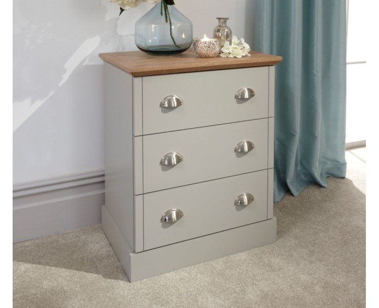 Contemporary Grey Kendal 3 Drawer Bedroom Chest 