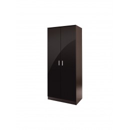 Madrid High Gloss Black & Black Frame Double Door Wardrobe