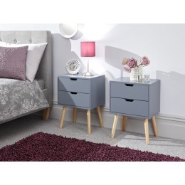 Pair of Scandi Nyborg 2 Drawer Bedside Units in Dark Grey