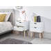Modern Pair of Scandi Nyborg 2 Drawer White Bedside Units