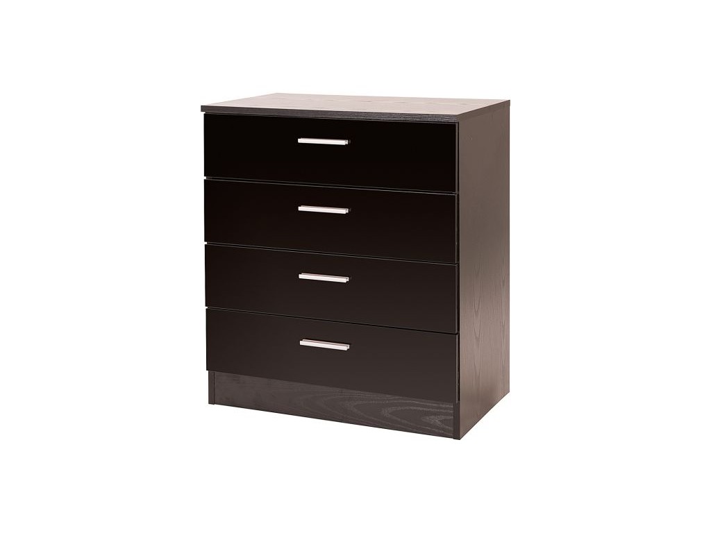 High Gloss 2 Tone Black Madrid Bedroom Chest Of 4 Drawers