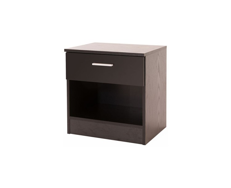 Madrid High Gloss Black & Black Frame Bedside Cabinet