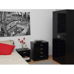 Madrid High Gloss Black & Black Oak Three Piece Bedroom Collection