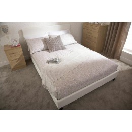 Single Faux Leather 5FT Bed Frame with Headboard White