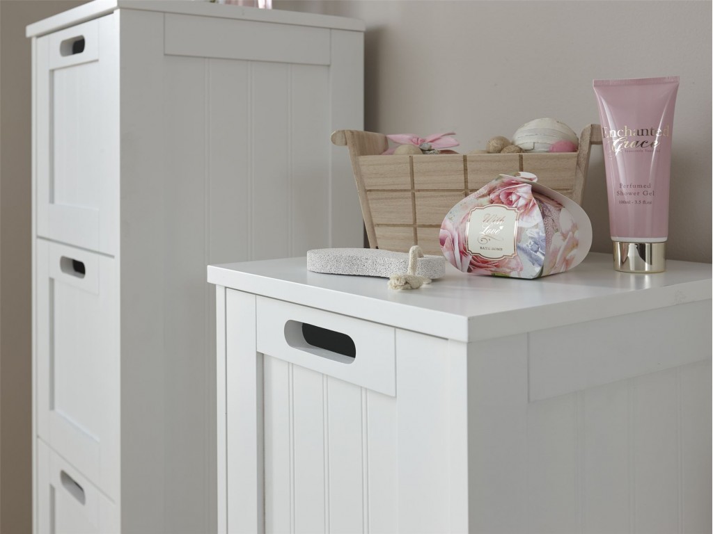 White Modern Colonial 2 Drawer Bathroom Slim Chest Storage Unit