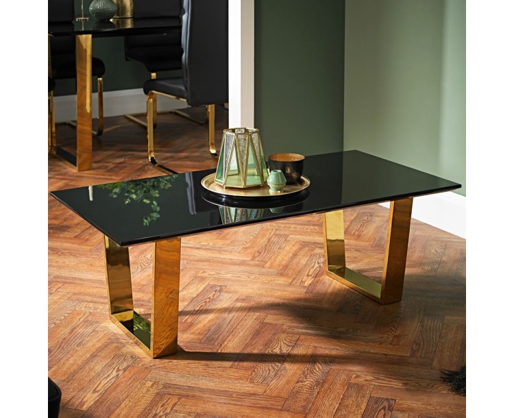 Sleek Black Antibes Coffee Table Polished Gold Legs