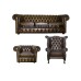 Chesterfield Real Leather 3 Seater & Queen Anne & Club Chair