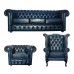 Chesterfield Real Leather 3 Seater & Queen Anne & Club Chair