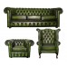 Chesterfield Real Leather 3 Seater & Queen Anne & Club Chair