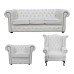 Chesterfield Real Leather 3 Seater & Queen Anne & Club Chair