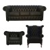 Chesterfield Real Leather 3 Seater & Queen Anne & Club Chair